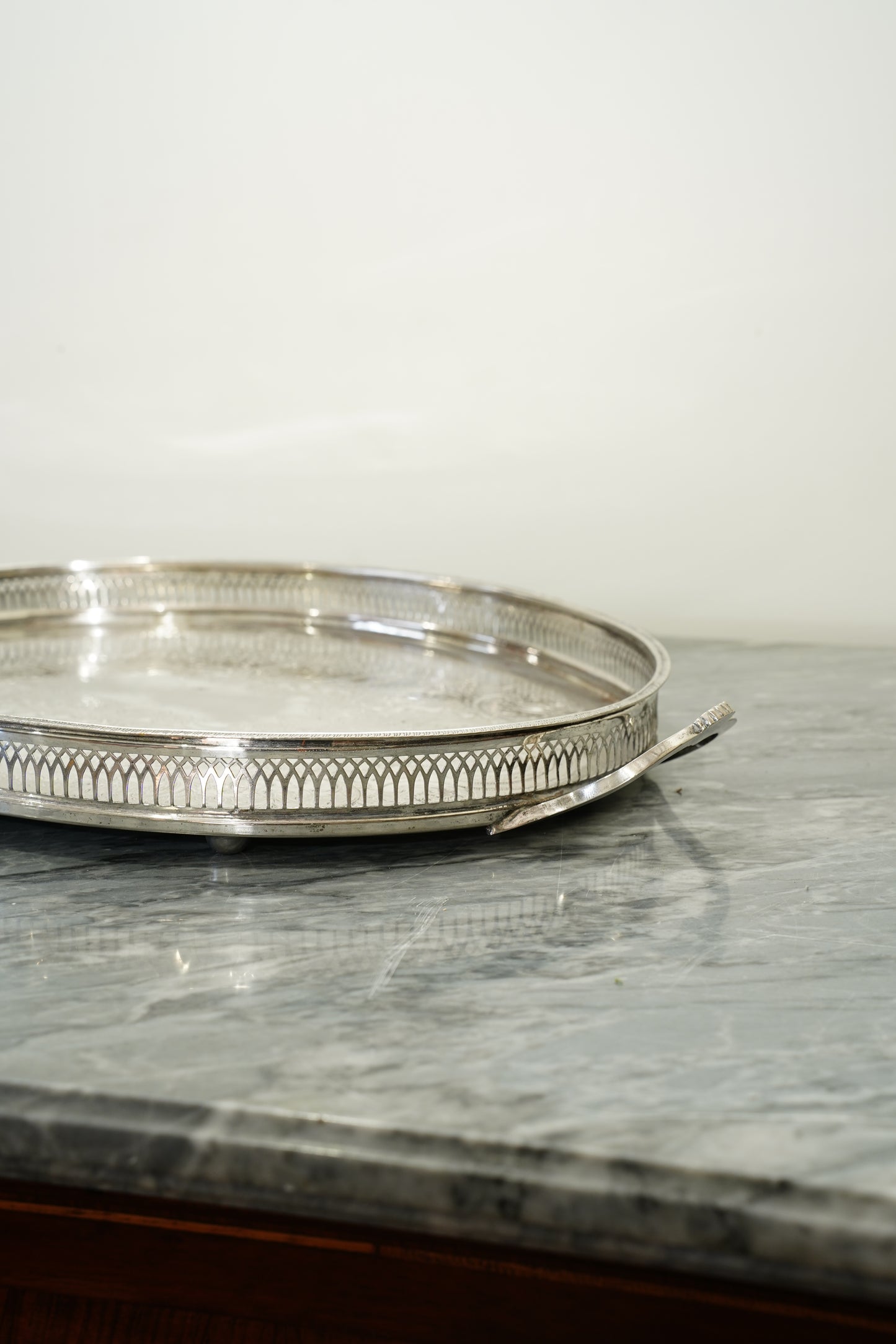 Vintage Cavalier Silver Plate Oval Gallery Tray, England