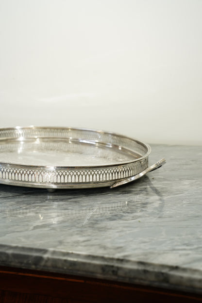 Vintage Cavalier Silver Plate Oval Gallery Tray, England