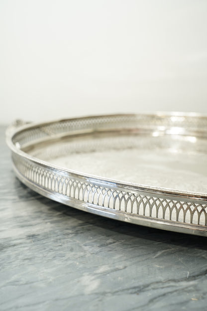 Vintage Cavalier Silver Plate Oval Gallery Tray, England