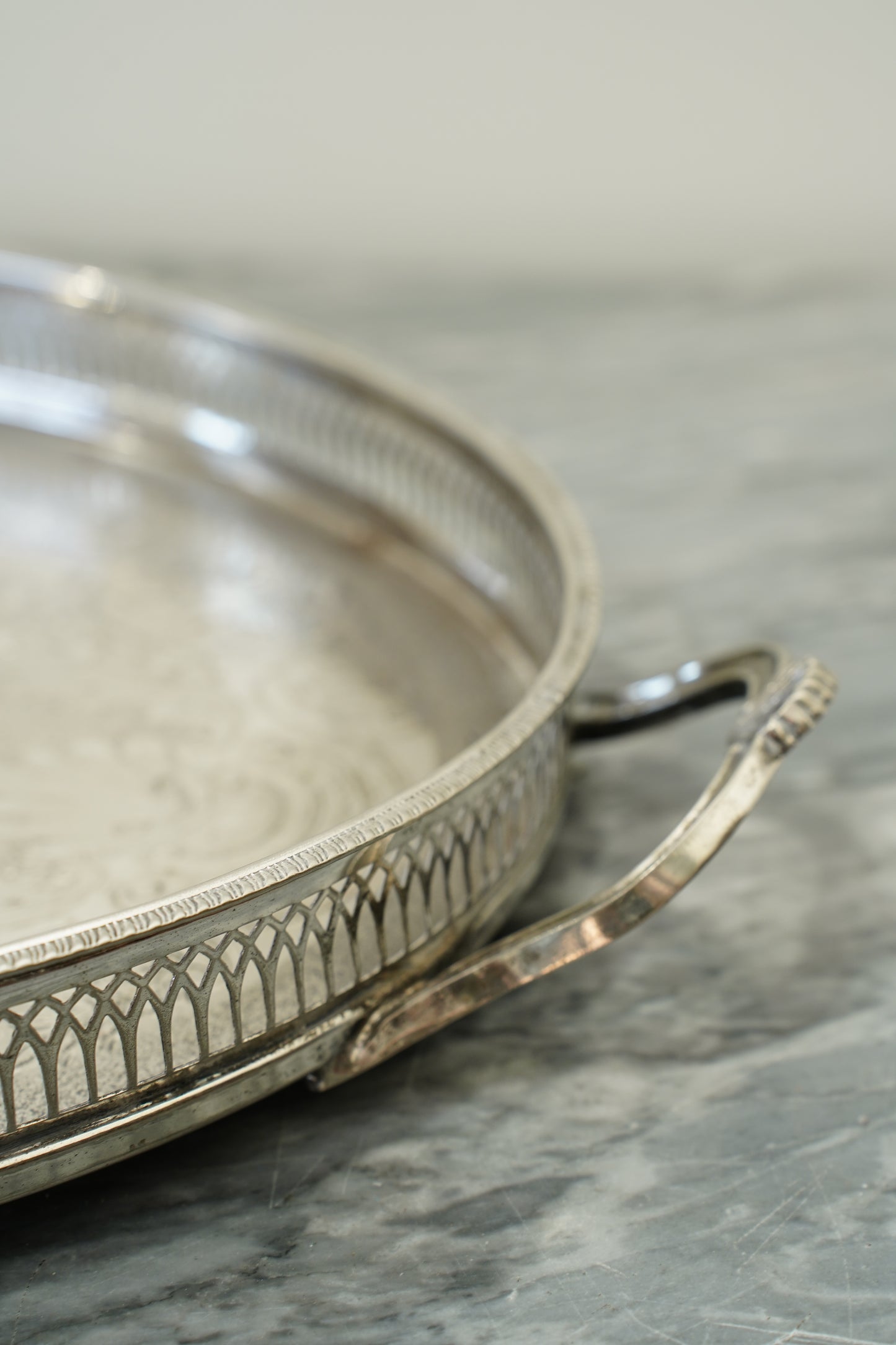 Vintage Cavalier Silver Plate Oval Gallery Tray, England