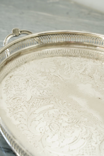 Vintage Cavalier Silver Plate Oval Gallery Tray, England