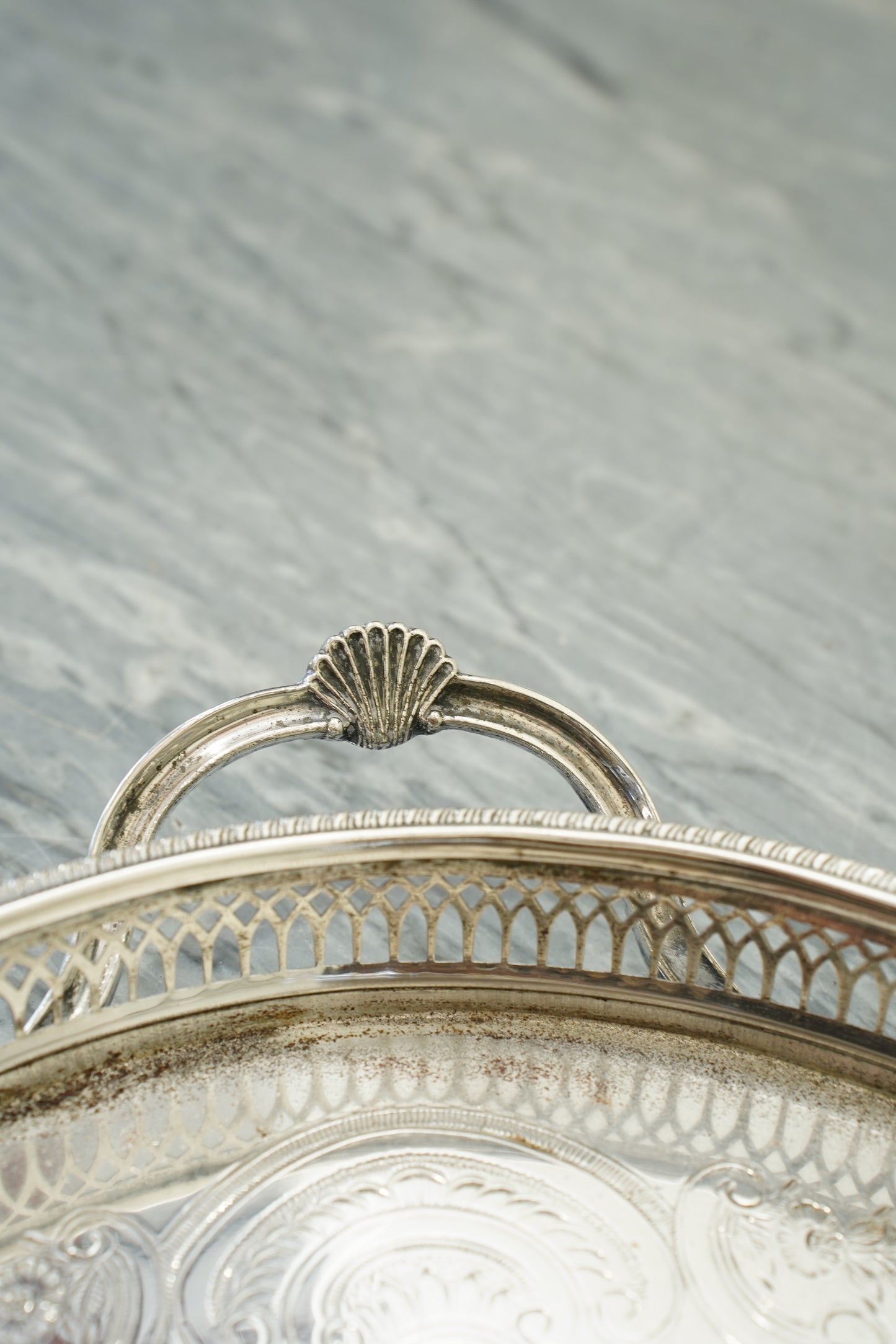 Vintage Cavalier Silver Plate Oval Gallery Tray, England