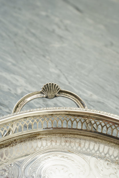 Vintage Cavalier Silver Plate Oval Gallery Tray, England