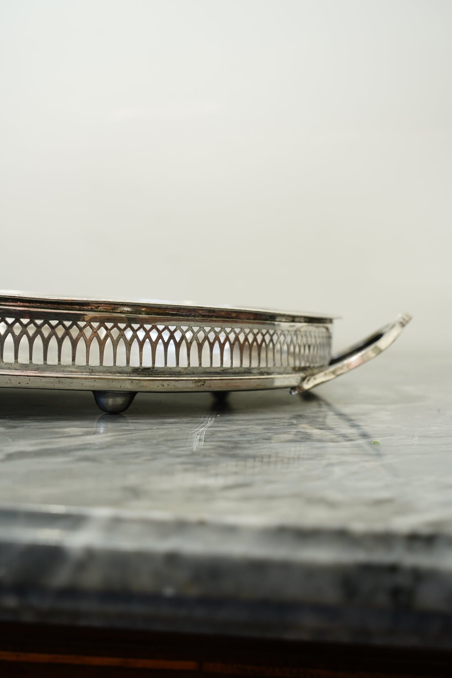 Vintage Cavalier Silver Plate Oval Gallery Tray, England