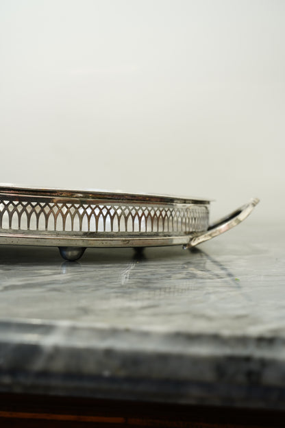 Vintage Cavalier Silver Plate Oval Gallery Tray, England