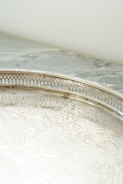Vintage Cavalier Silver Plate Oval Gallery Tray, England