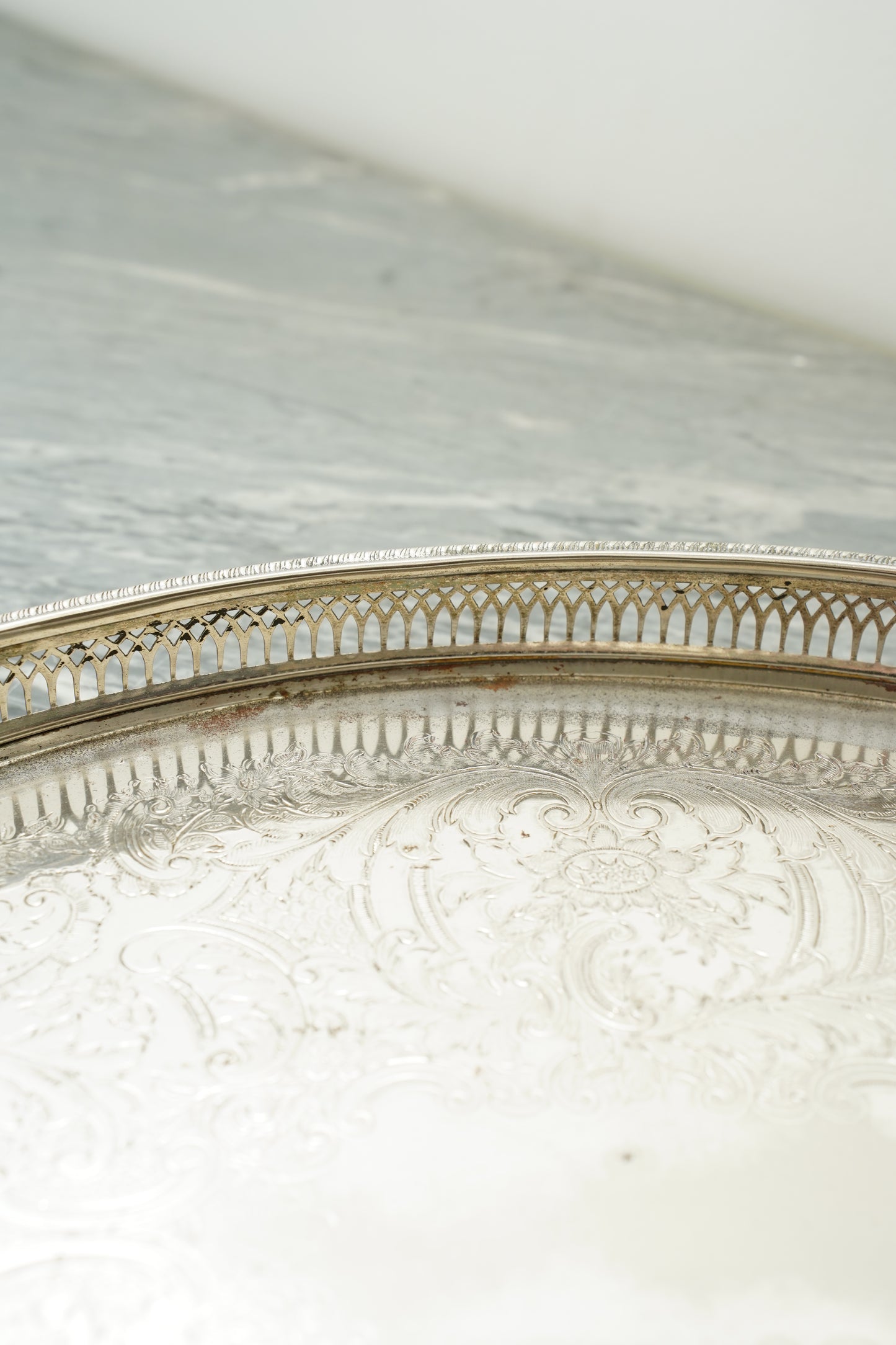 Vintage Cavalier Silver Plate Oval Gallery Tray, England