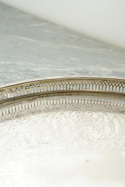 Vintage Cavalier Silver Plate Oval Gallery Tray, England