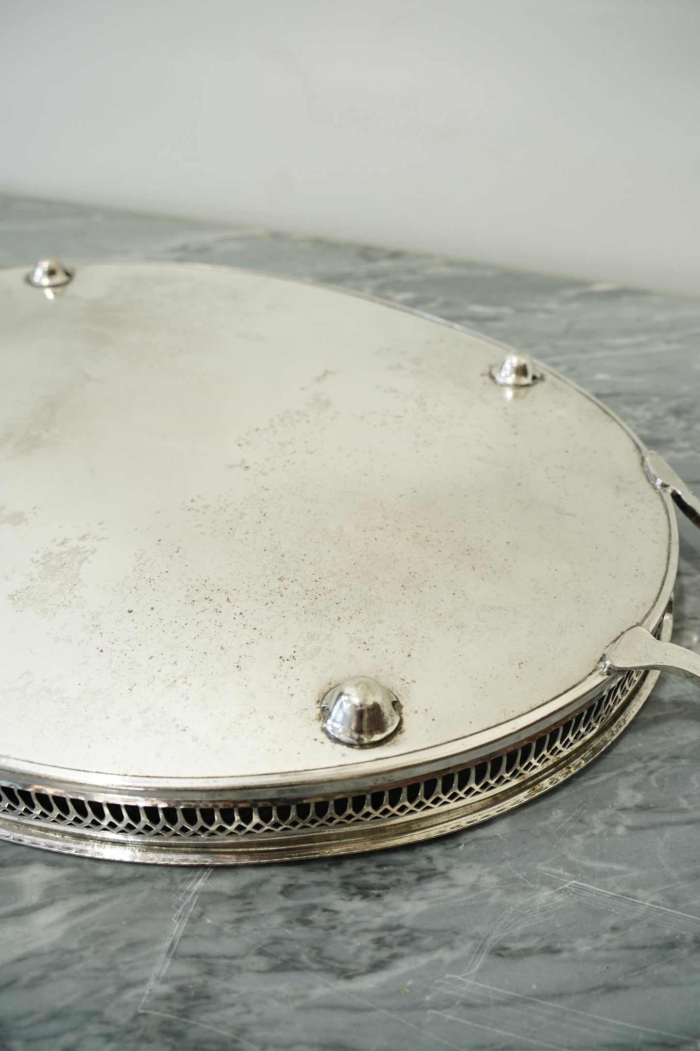 Vintage Cavalier Silver Plate Oval Gallery Tray, England