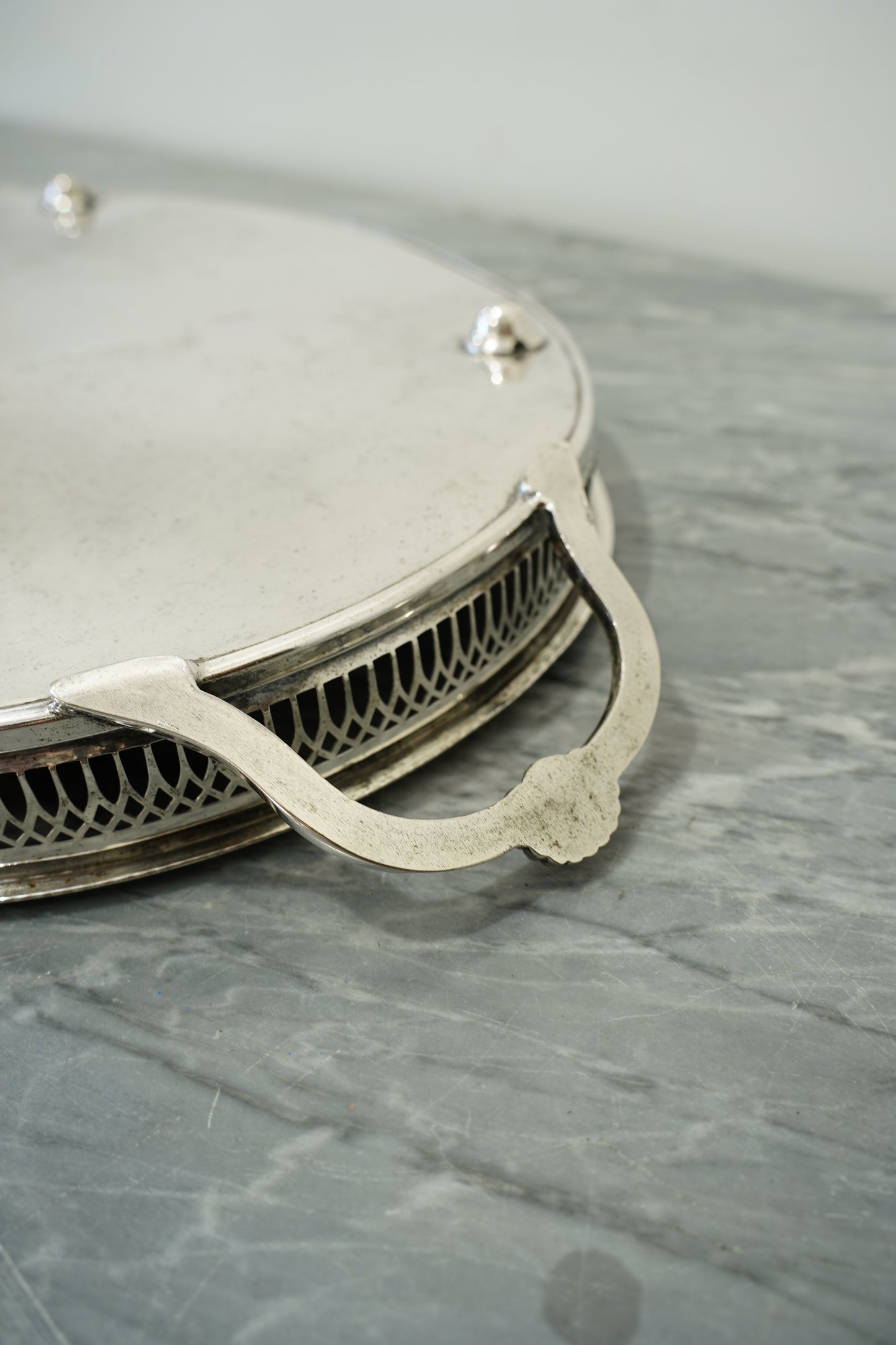 Vintage Cavalier Silver Plate Oval Gallery Tray, England