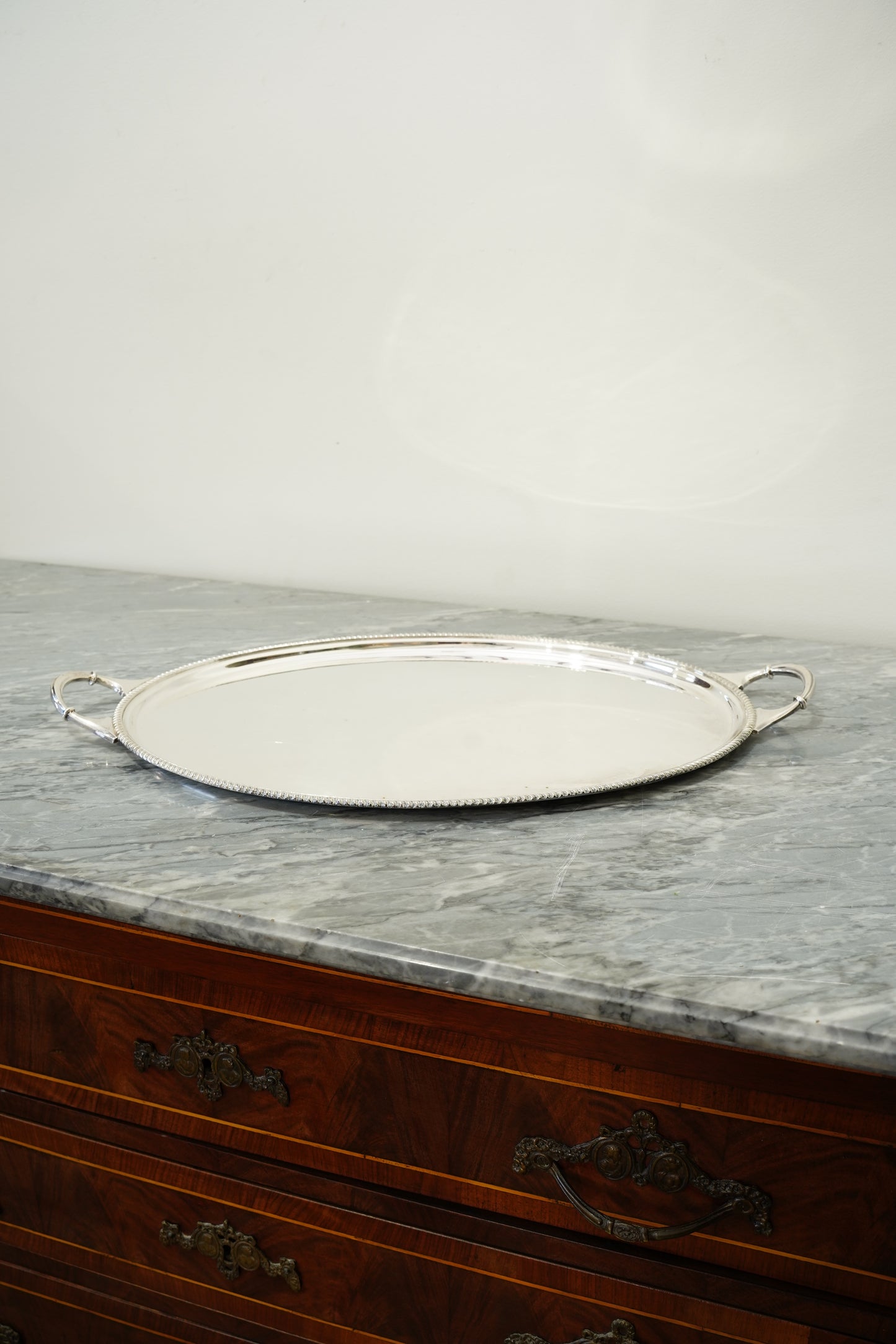 Antique Harrods Silver Plate Oval Serving Tray, English