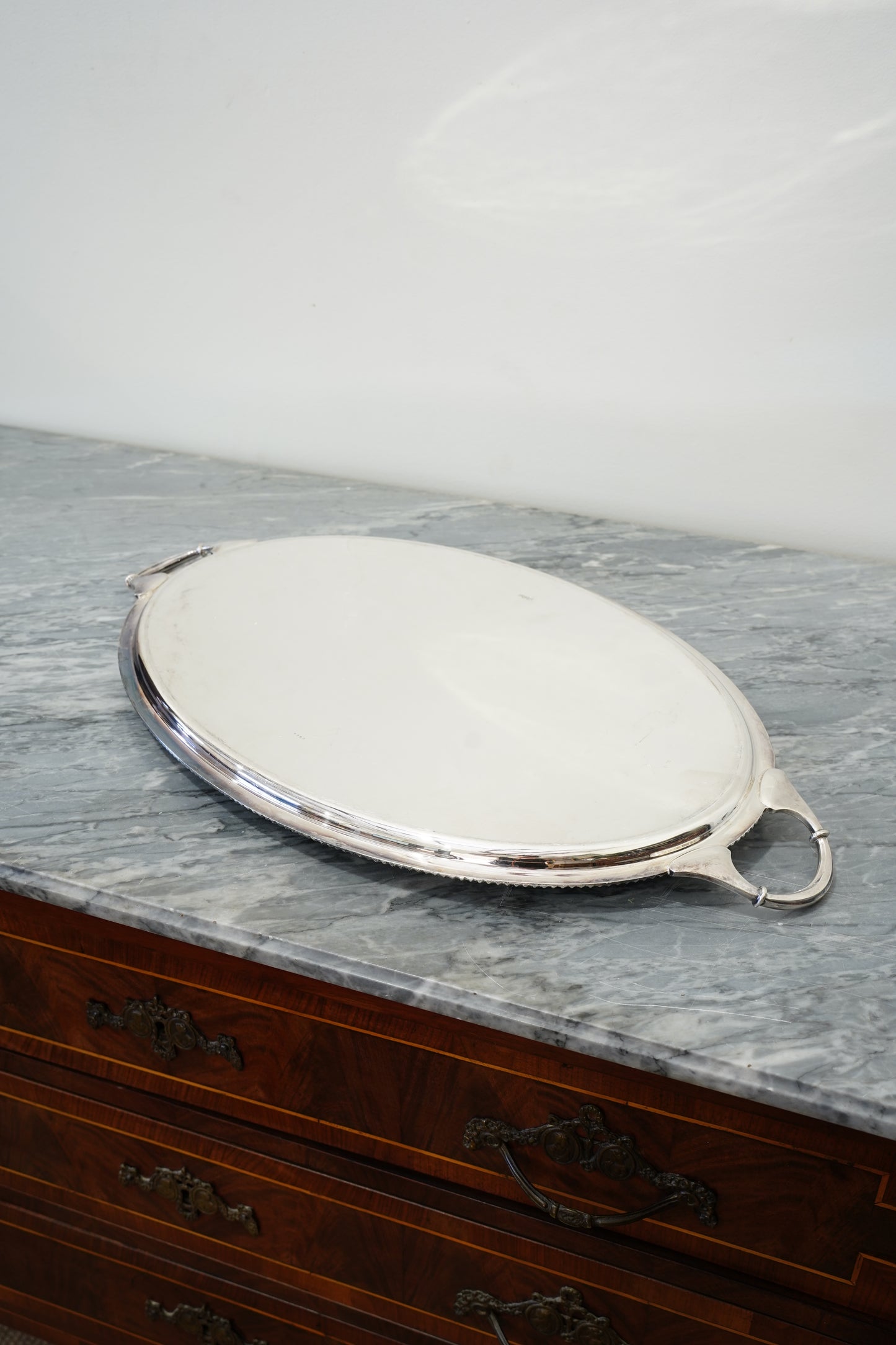 Antique Harrods Silver Plate Oval Serving Tray, English