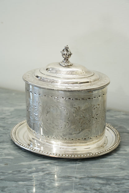 Antique English Sheffield Silver Plate Biscuit Box