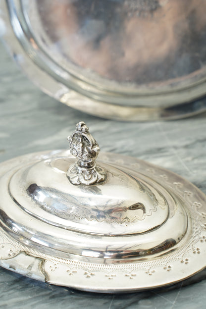 Antique English Sheffield Silver Plate Biscuit Box