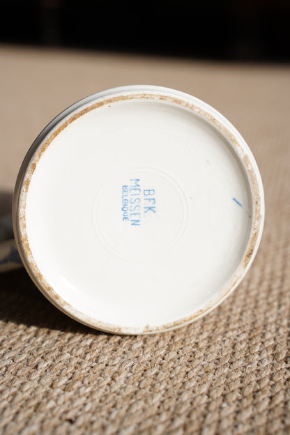 Blue and White Pitcher, Belgian Straw Flower Pattern