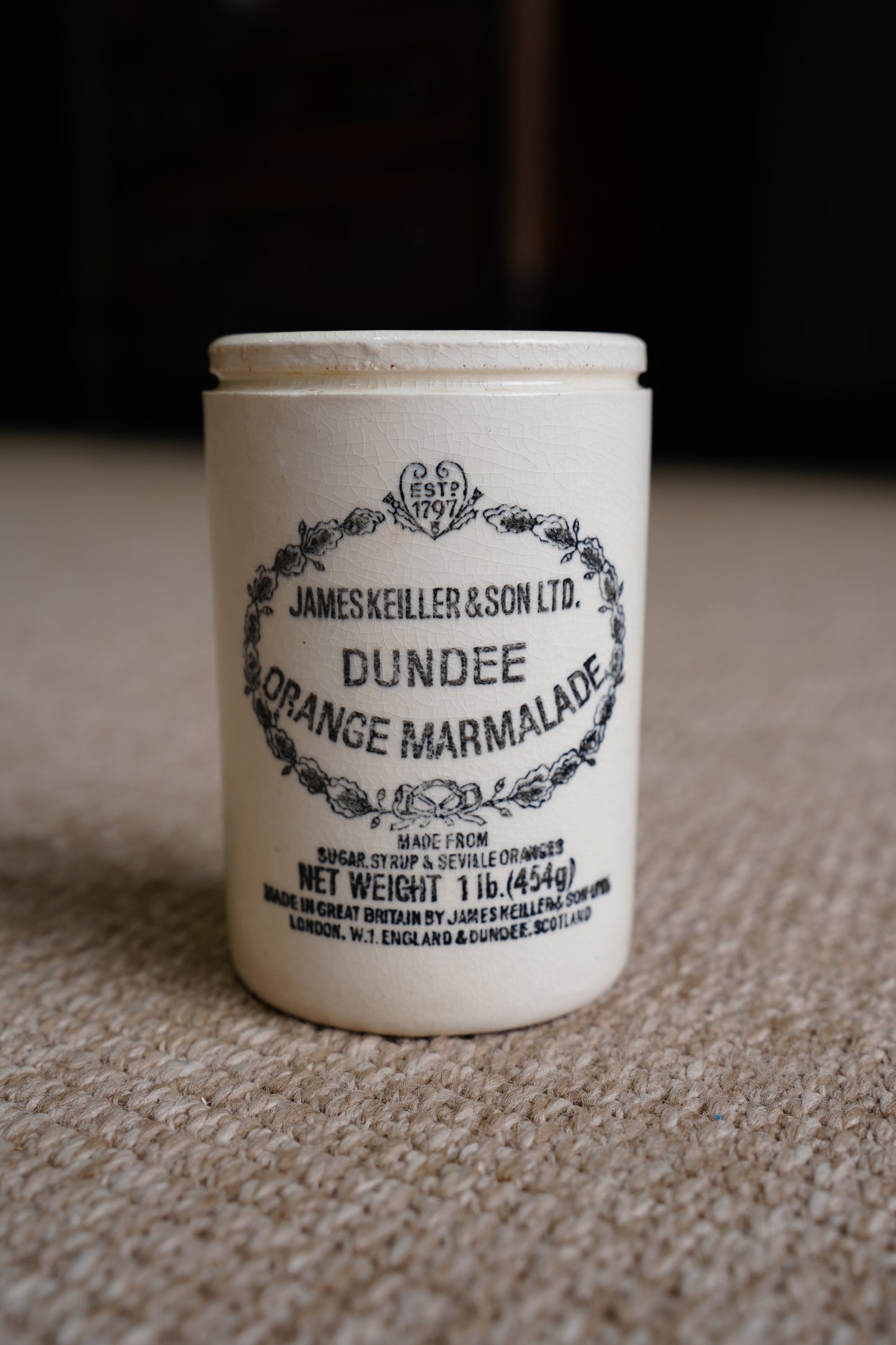 Antique Dundee Marmalade Pot, English Ironstone Crock, Circa 1900