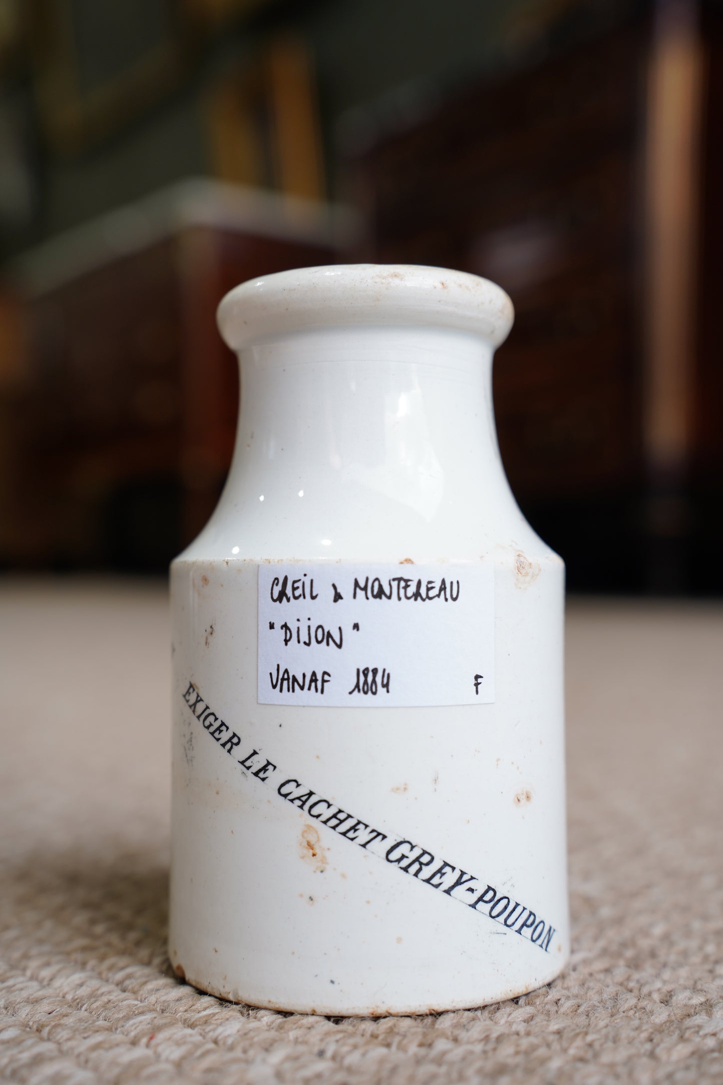 Antique French Grey Poupon Dijon Mustard Pot, Circa 1890