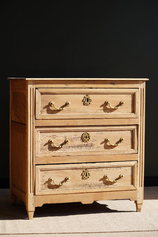 Antique French Louis XVI Sandblasted Walnut Commode, Circa 1790