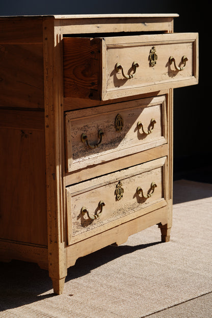 Antique French Louis XVI Sandblasted Walnut Commode, Circa 1790