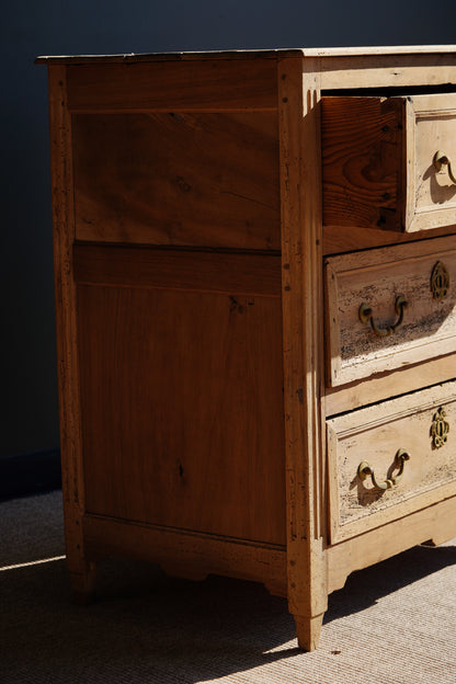 Antique French Louis XVI Sandblasted Walnut Commode, Circa 1790