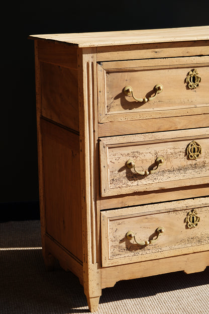 Antique French Louis XVI Sandblasted Walnut Commode, Circa 1790