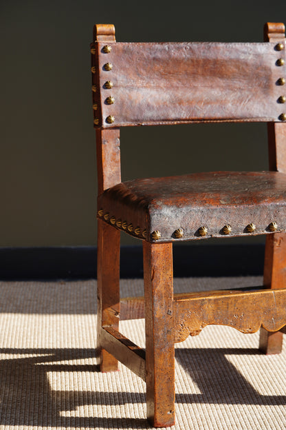 Antique Frailero Leather Side Chair