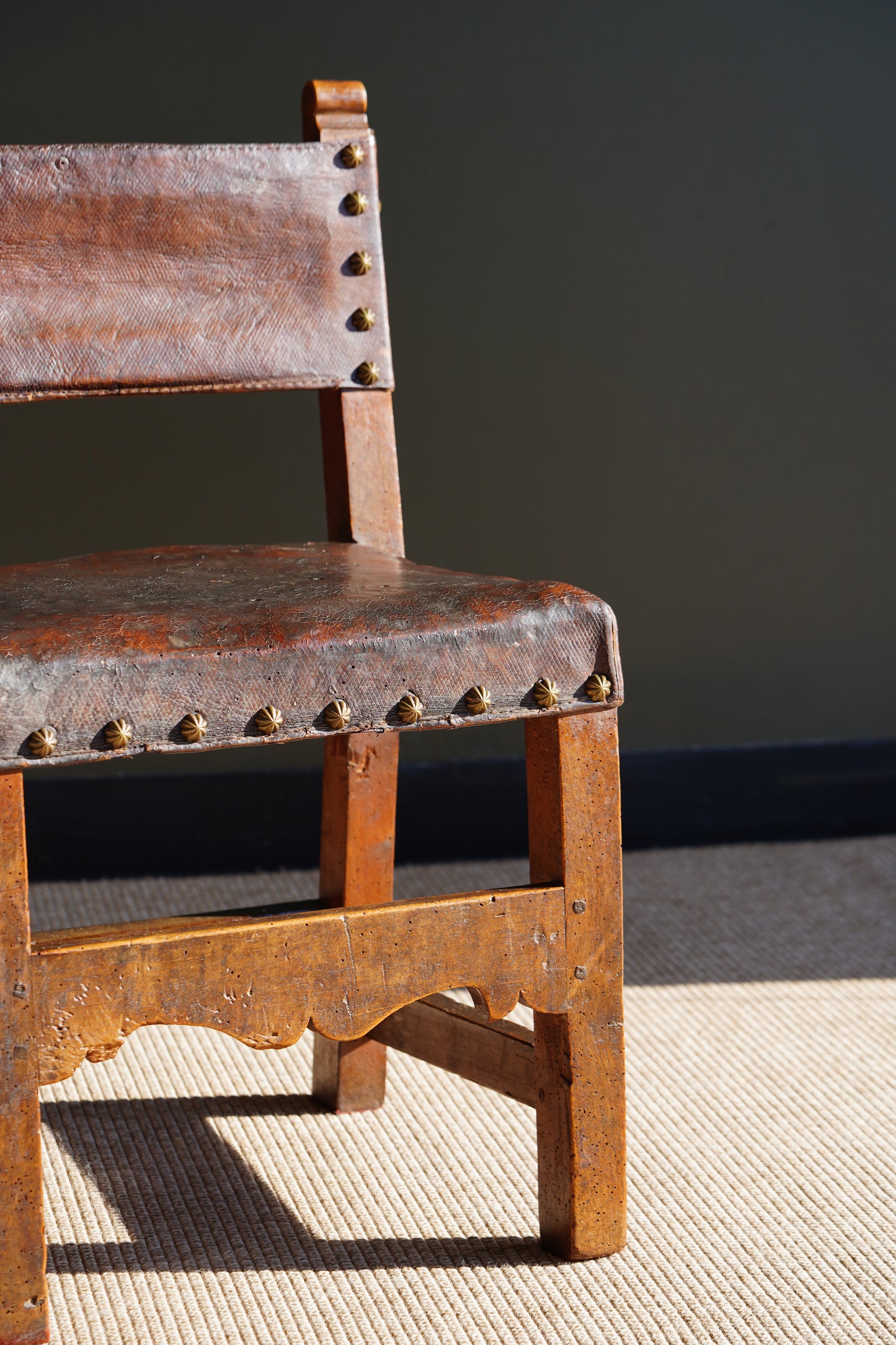 Antique Frailero Leather Side Chair