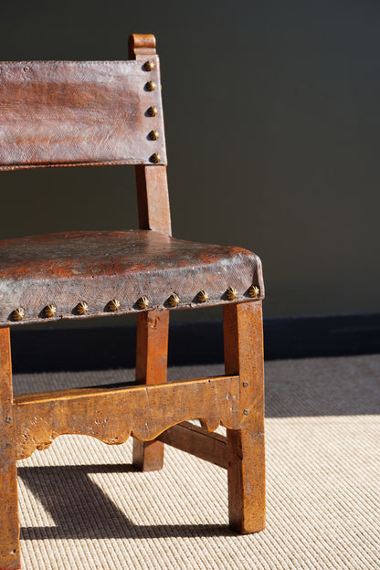 Antique Frailero Leather Side Chair