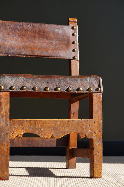 Antique Frailero Leather Side Chair