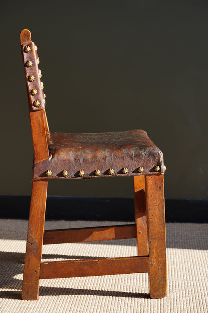 Antique Frailero Leather Side Chair