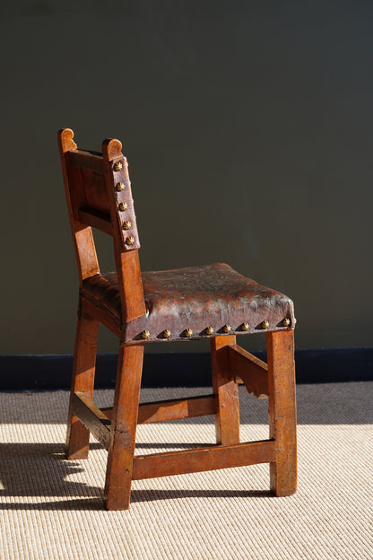 Antique Frailero Leather Side Chair