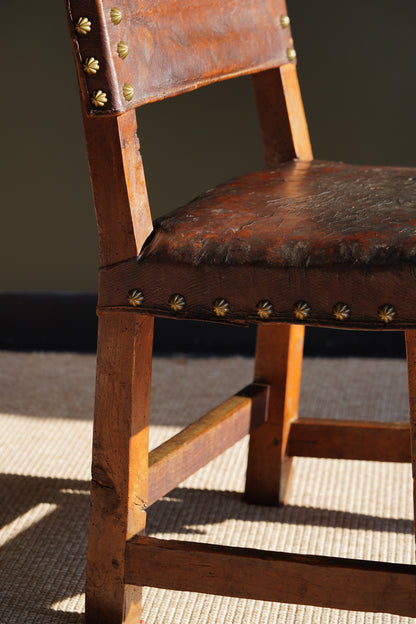 Antique Frailero Leather Side Chair