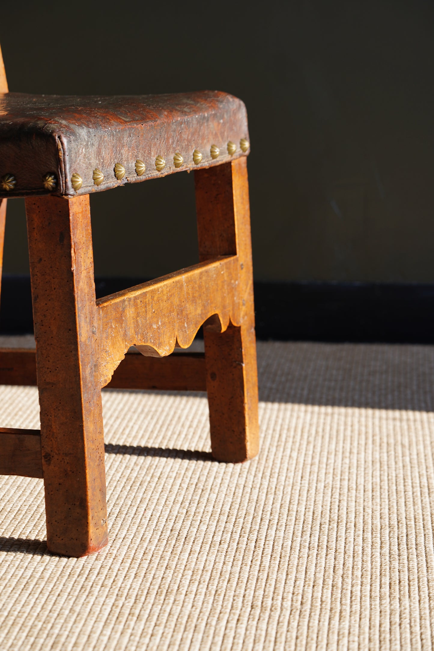 Antique Frailero Leather Side Chair