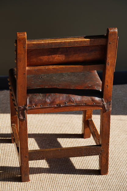 Antique Frailero Leather Side Chair