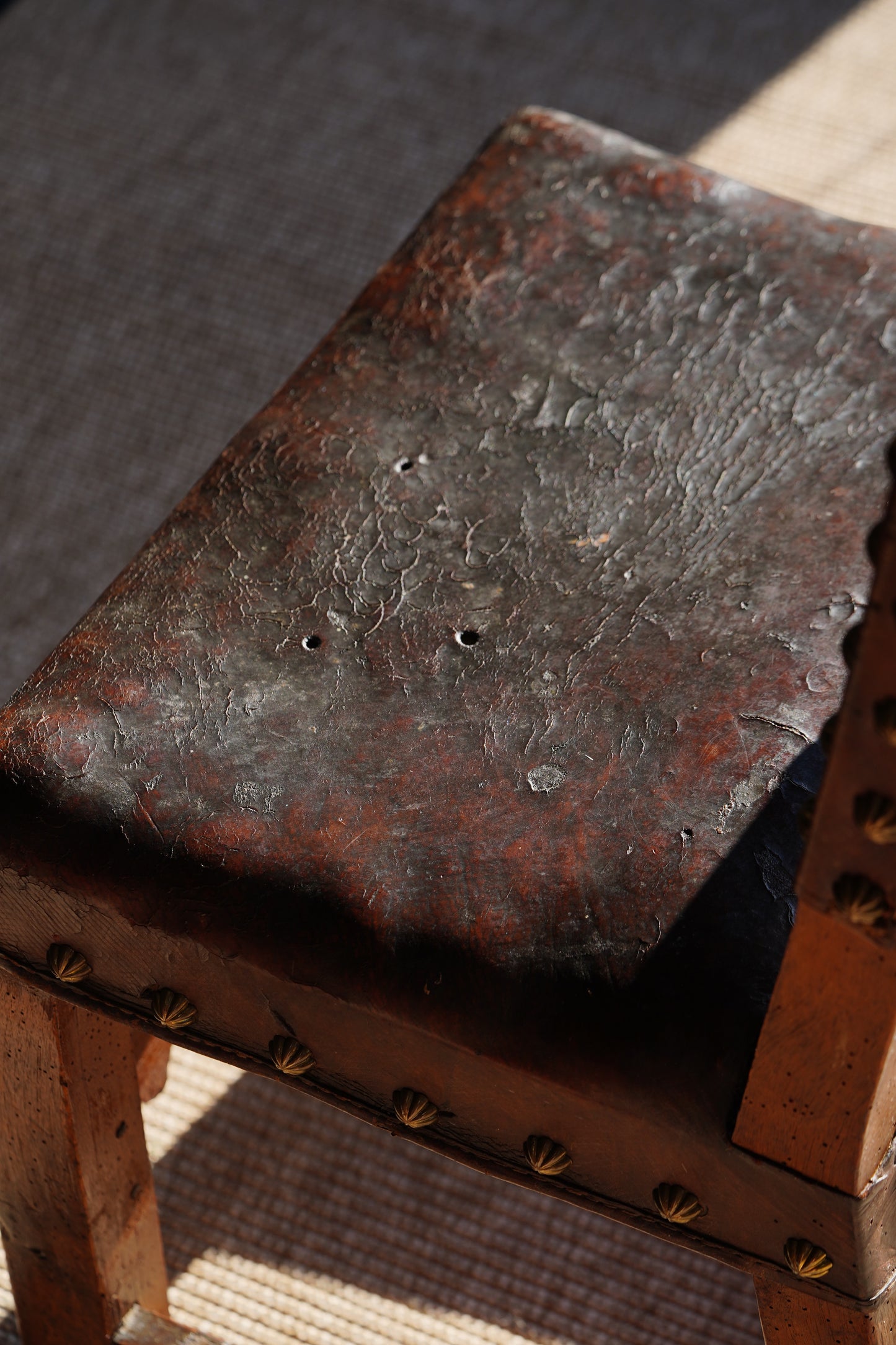 Antique Frailero Leather Side Chair