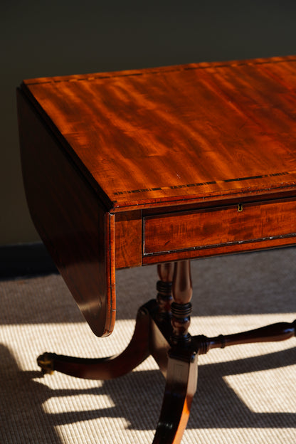 Antique English Mahogany Table with Drop Leaves, Circa 1820
