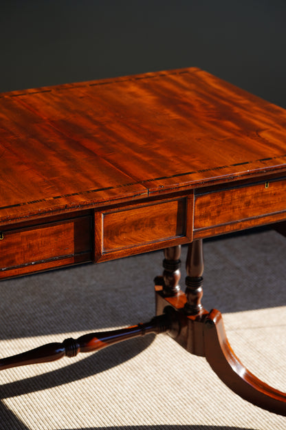 Antique English Mahogany Table with Drop Leaves, Circa 1820