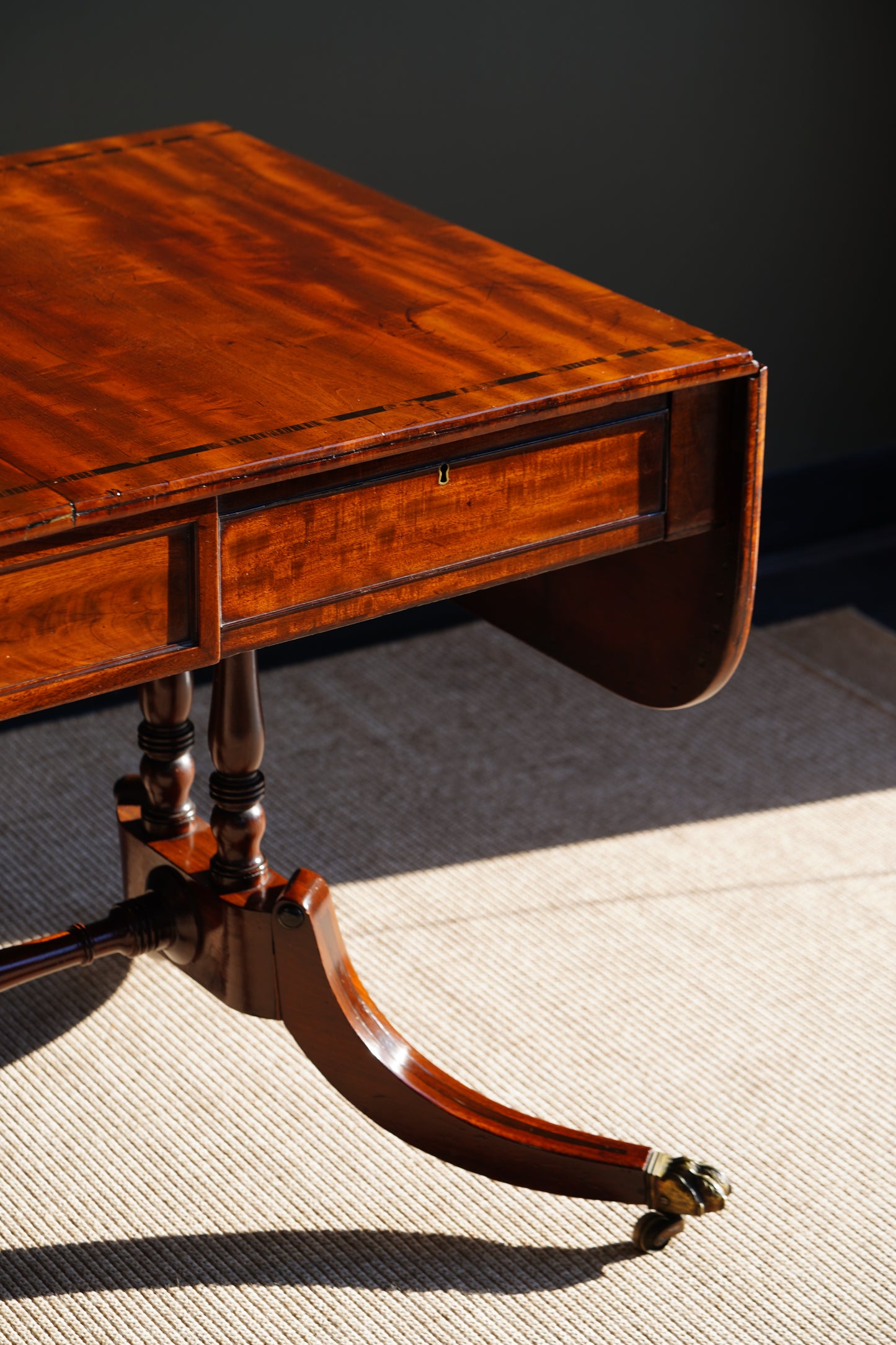 Antique English Mahogany Table with Drop Leaves, Circa 1820