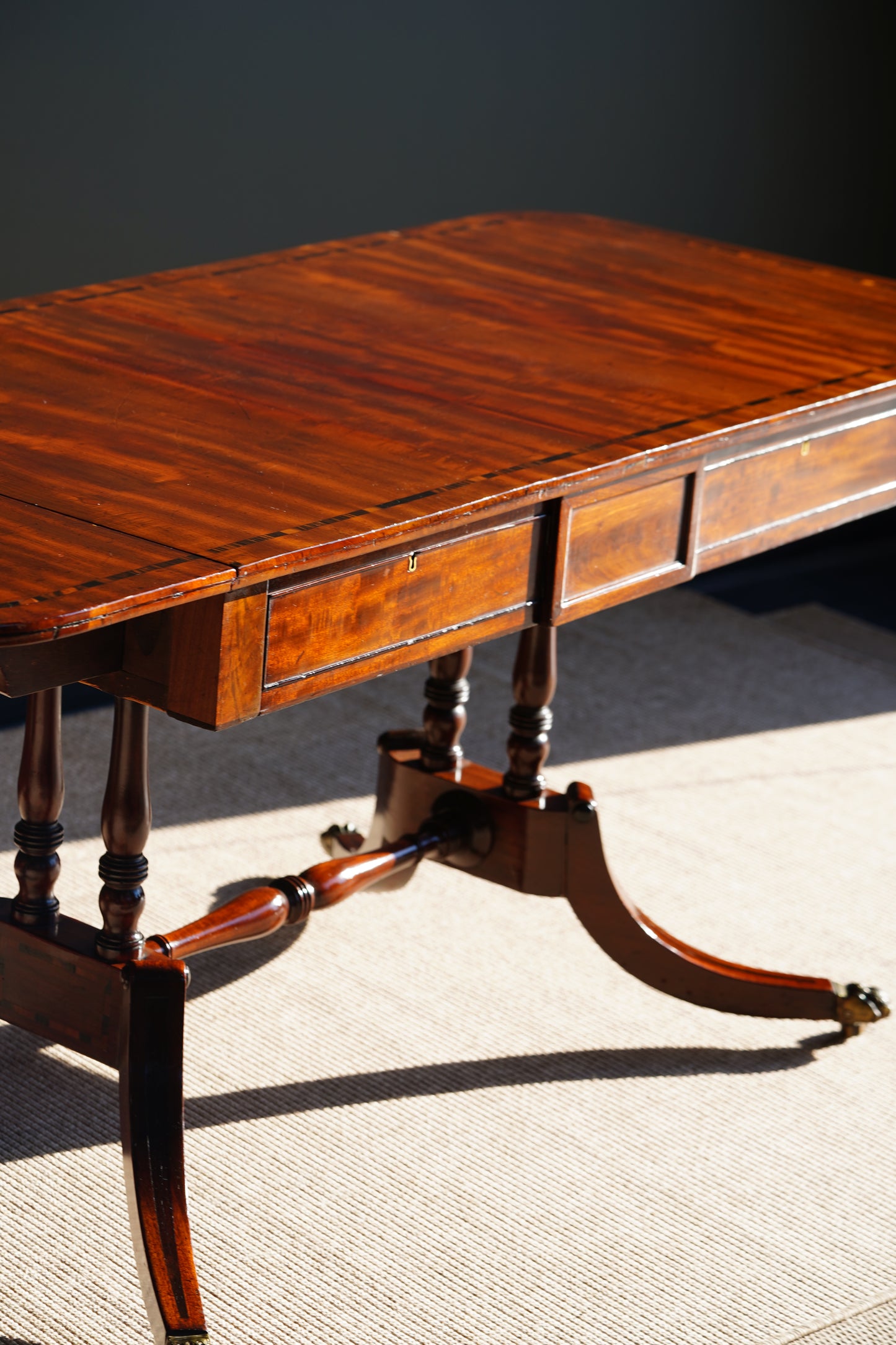 Antique English Mahogany Table with Drop Leaves, Circa 1820
