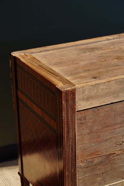 Antique French Louis XVI Parquetry Commode with Marble Top