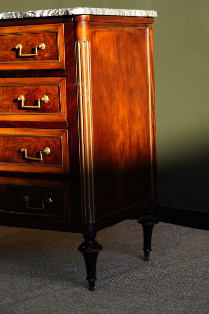 Antique French Louis XVI Mahogany Marble Top Commode