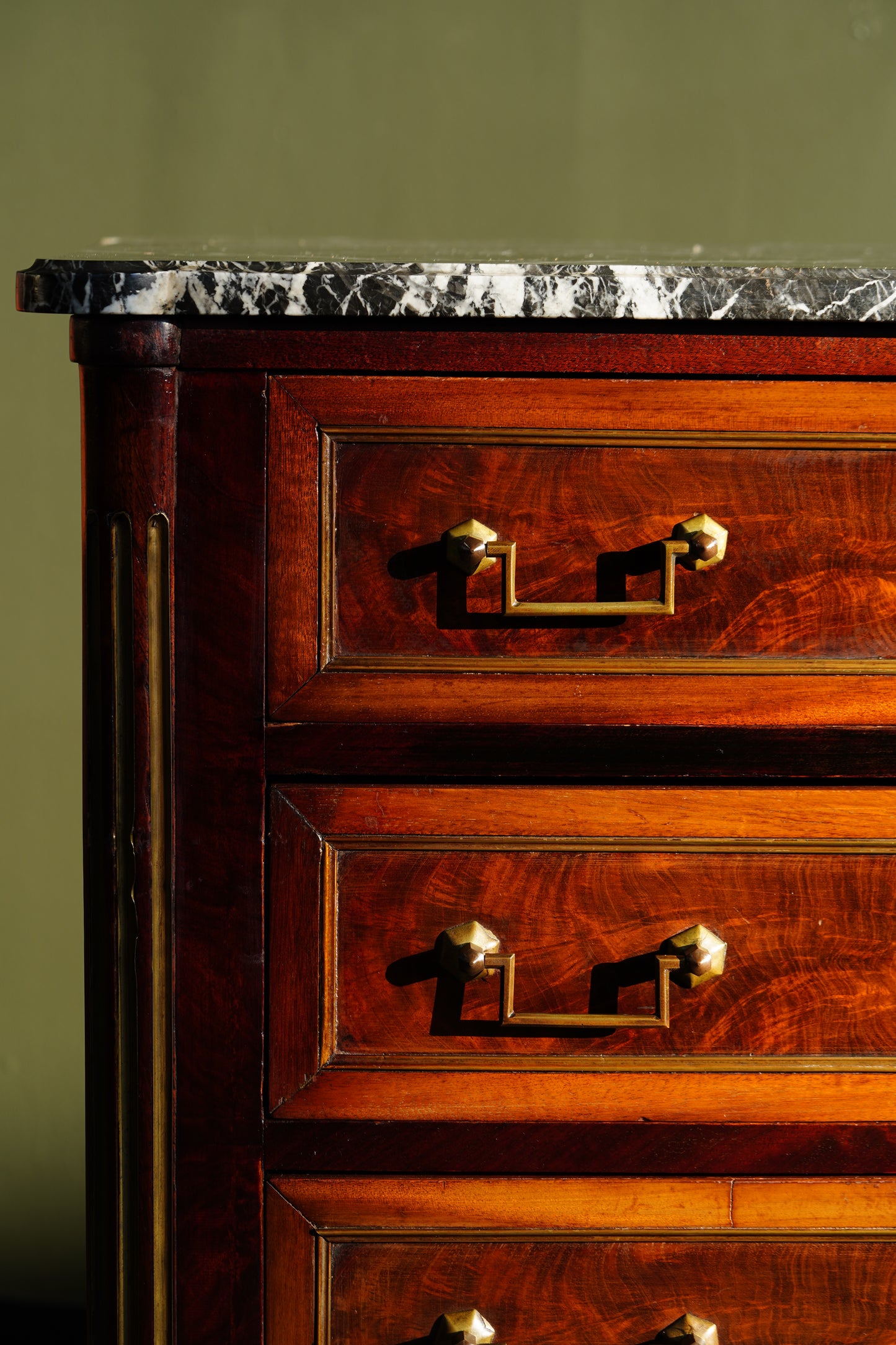 Antique French Louis XVI Mahogany Marble Top Commode