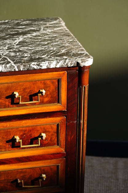 Antique French Louis XVI Mahogany Marble Top Commode