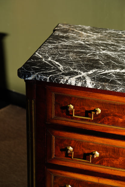 Antique French Louis XVI Mahogany Marble Top Commode
