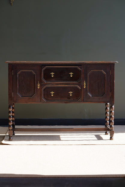 Antique English Oak Sideboard with Bobbin Legs