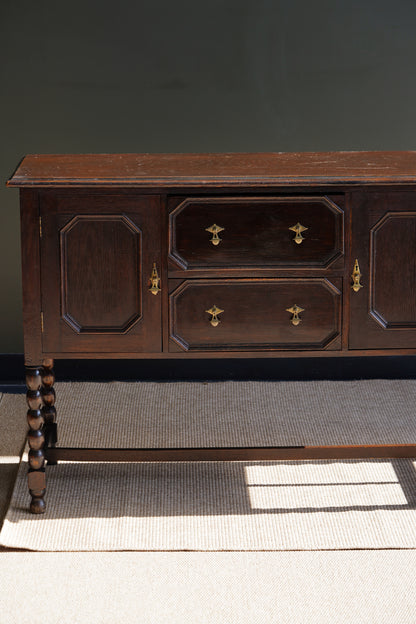 Antique English Oak Sideboard with Bobbin Legs