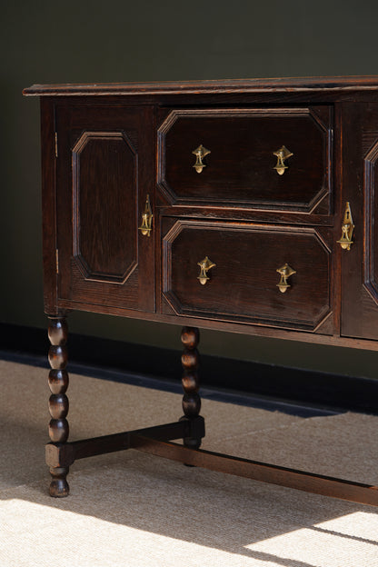 Antique English Oak Sideboard with Bobbin Legs