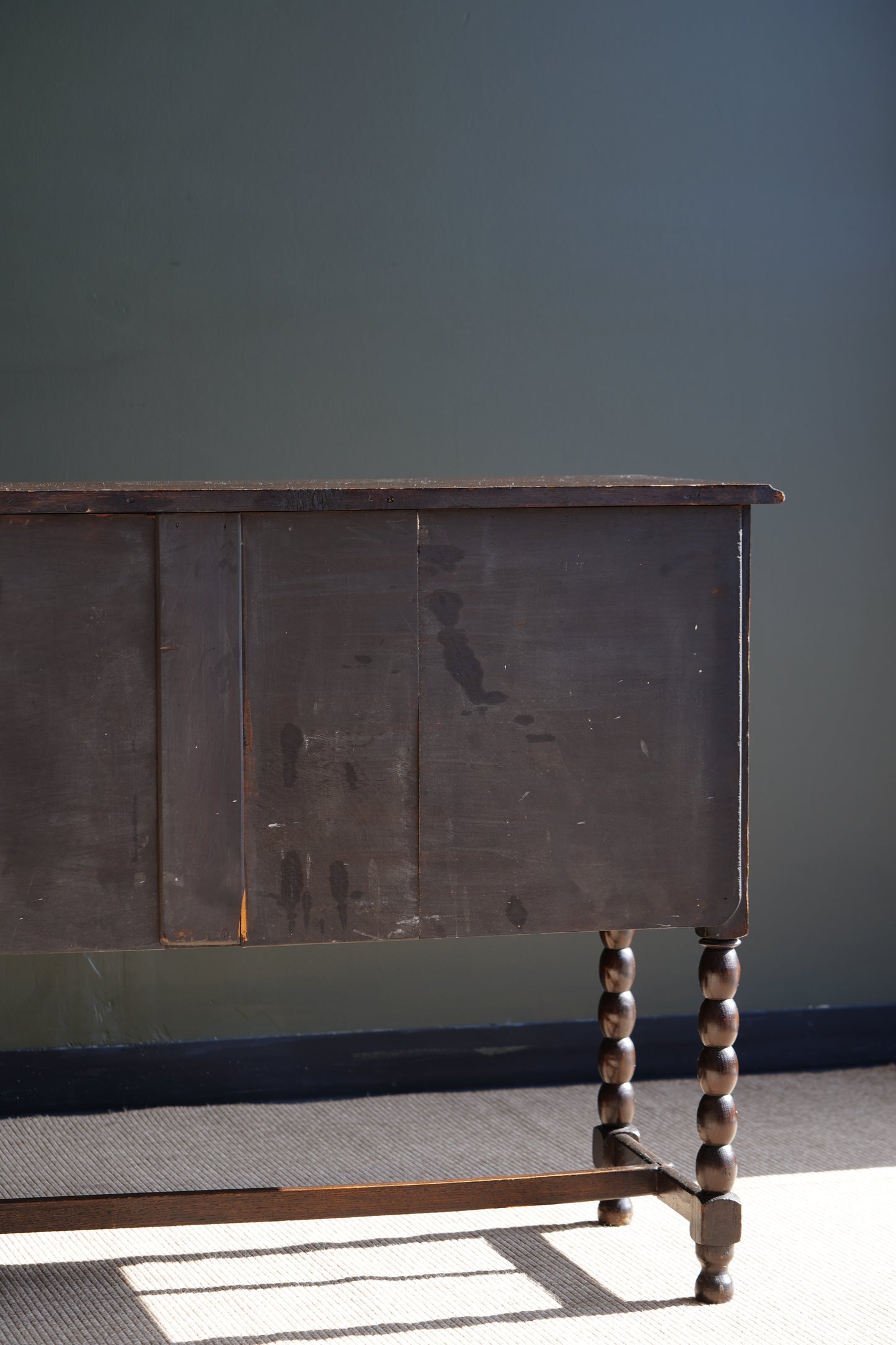 Antique English Oak Sideboard with Bobbin Legs