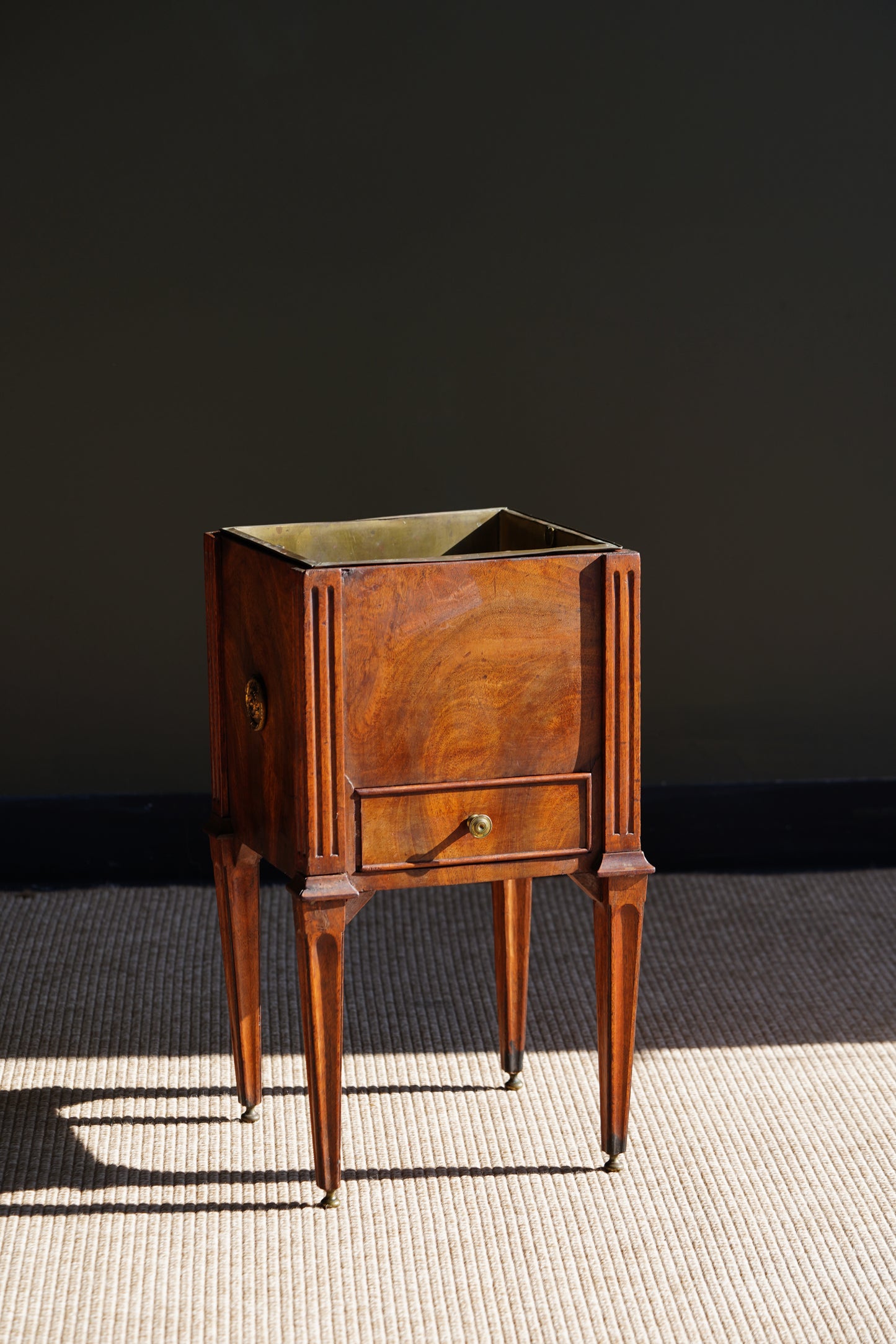 Antique Dutch Mahogany Plant Stand with Brass Liner