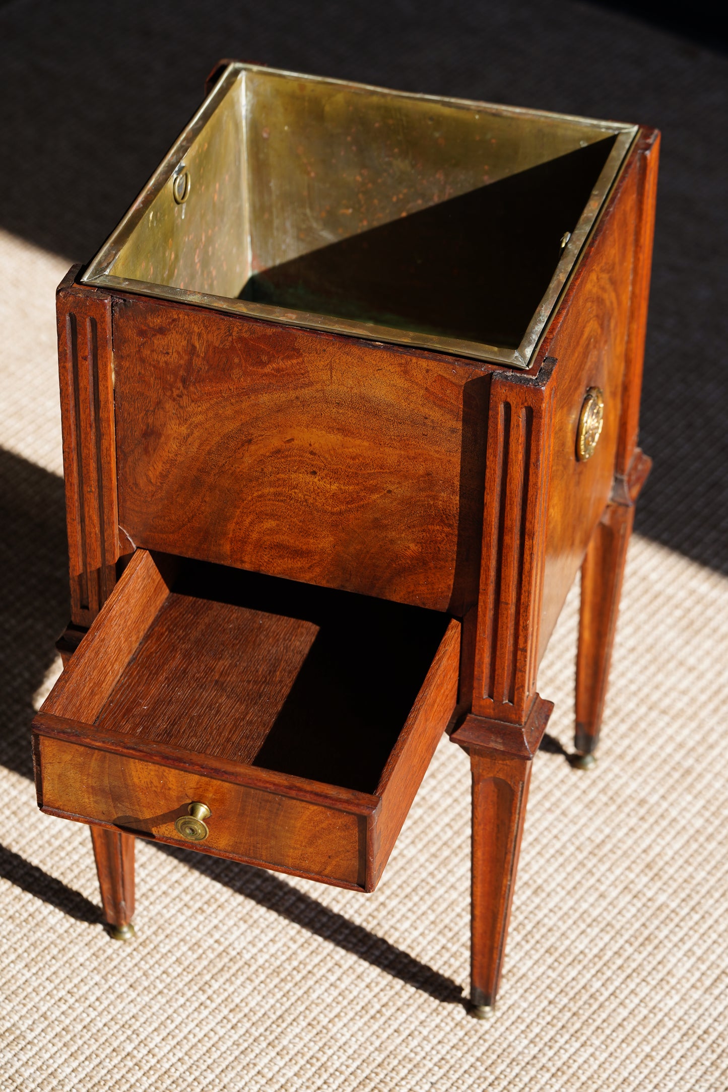 Antique Dutch Mahogany Plant Stand with Brass Liner